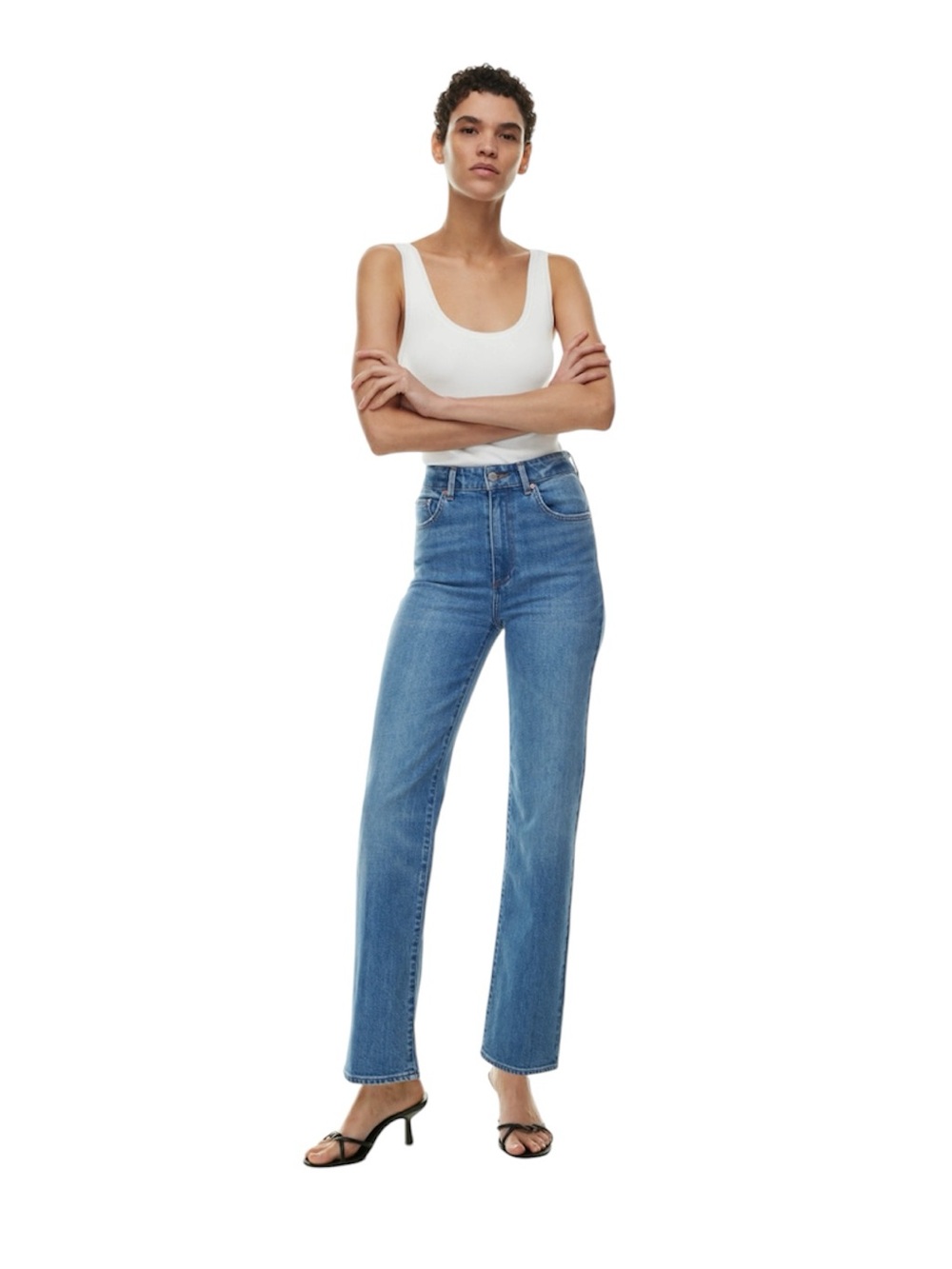 Denim Forum Women's Blue The 90s Naomi Super Hi Stovepipe Jeans Size 25